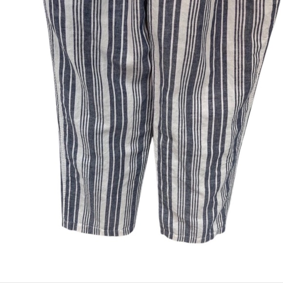 Liz Claiborne Striped Linen Blend Beach Pants M White Navy Drawstring Waist - Picture 3 of 11